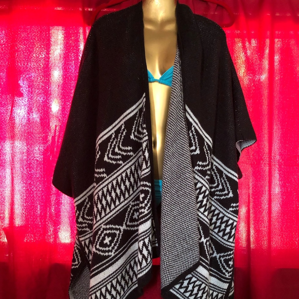 Black and white poncho